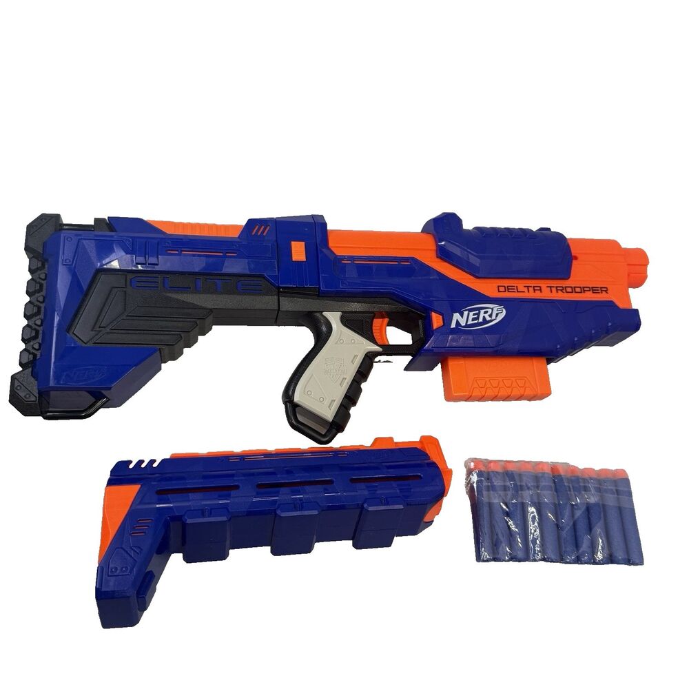 NERF N-Strike Elite Delta Trooper E1911 Blaster 6 Round Mag 10 New Darts EUC